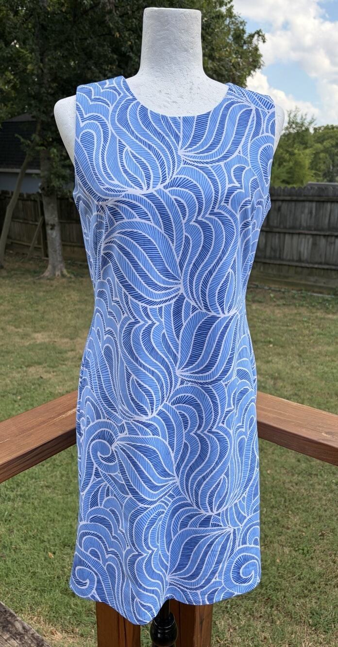 NWT J McLaughlin Sophia Dress Sleeveless Catalina Cloth Blue White Size Small